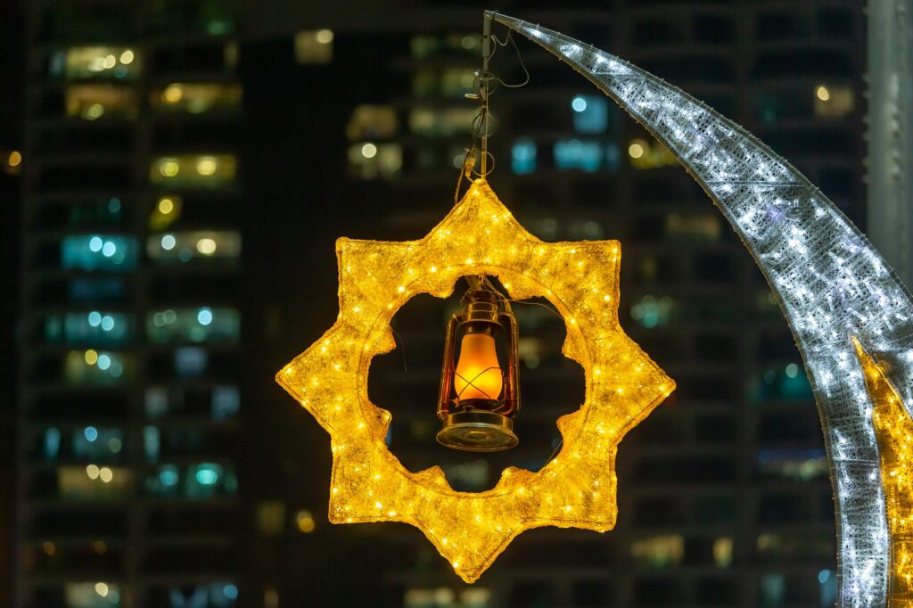 Ramadan and Eid decoration, celebration of Holy month of Ramadan and Eid in Abu Dhabi, UAE